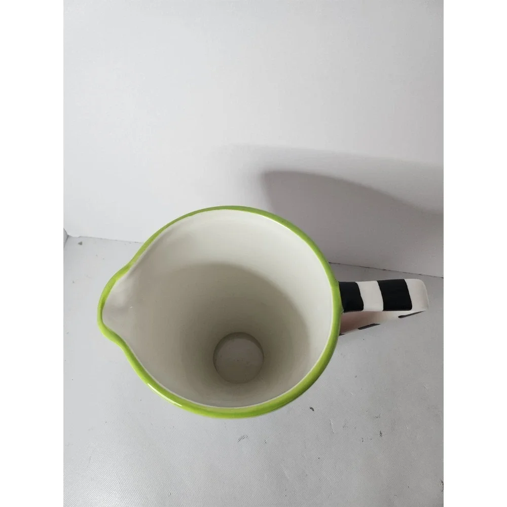 Catzilla Candace Reiter Floral Cat Pedestal Pitcher Whimsical Ceramic Colorful